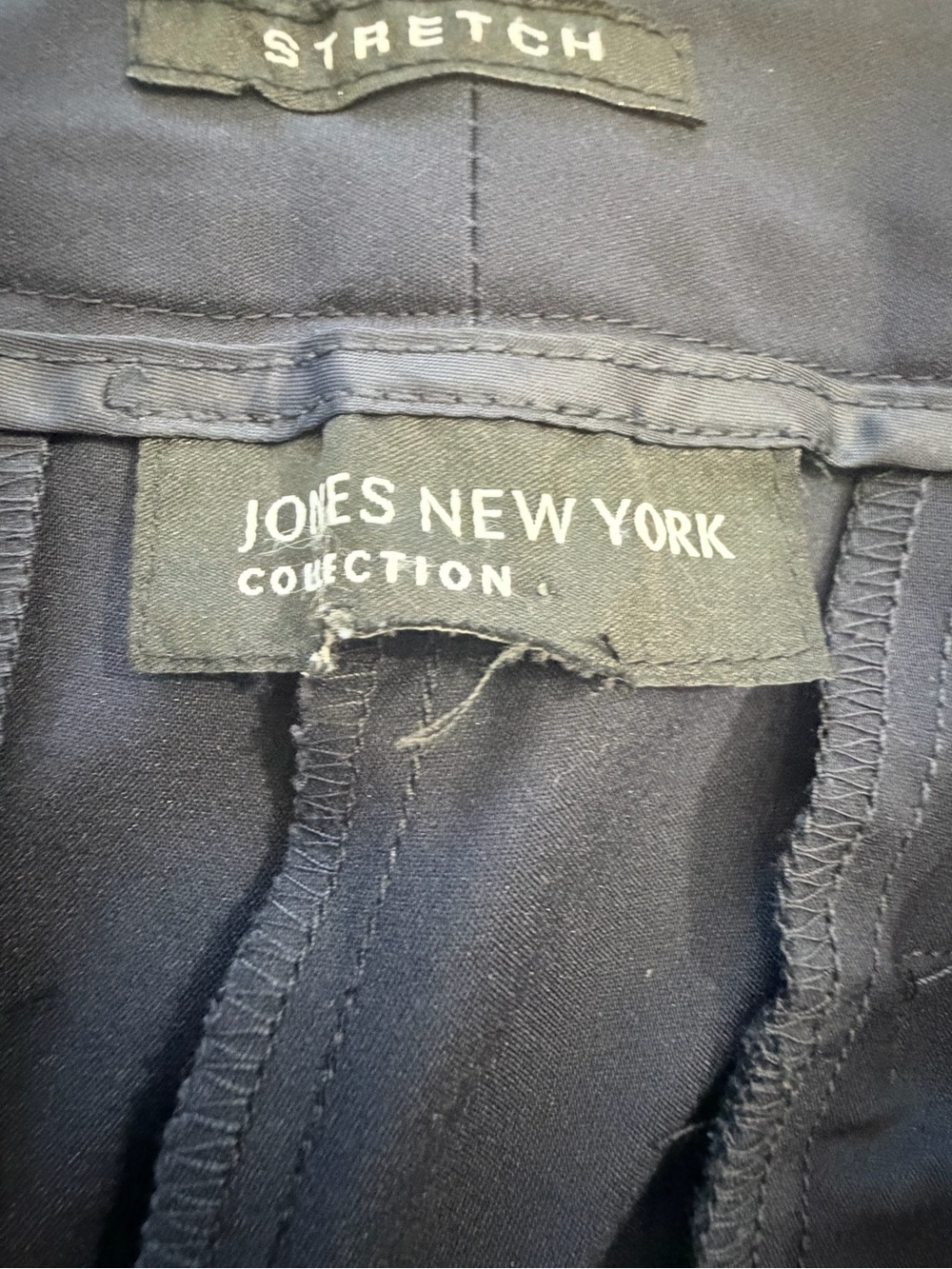 Jones New York Collection Stretch Navy Blue Straight Leg Dress Pants 32” Waist - Picture 5 of 9